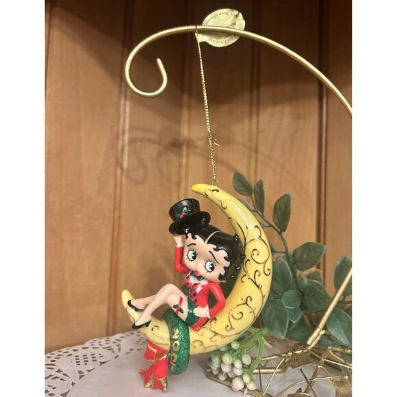 Betty Boop 2007 Christmas Ornament Crescent Moon Top Hat The Danbury Mint Collec - Picture 1 of 4